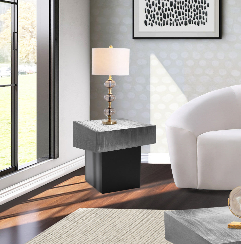 Palladium Textured Metal End Table, Silver
