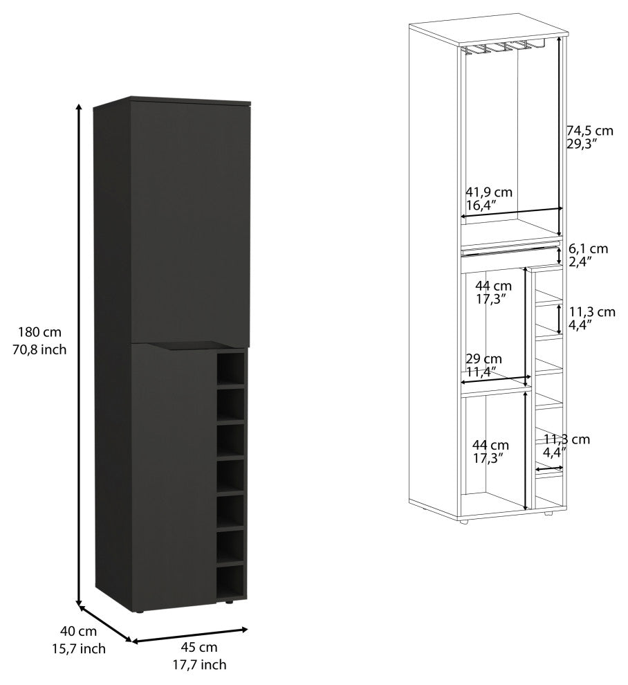 DEPOT E-SHOP Haora Bar Cabinet, Black