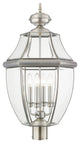 Livex 2358-91 4-Light Outdoor Post Lantern, Brushed Nickel