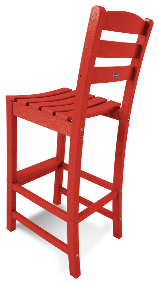 POLYWOOD La Casa Cafe Bar Side Chair, Sunset Red