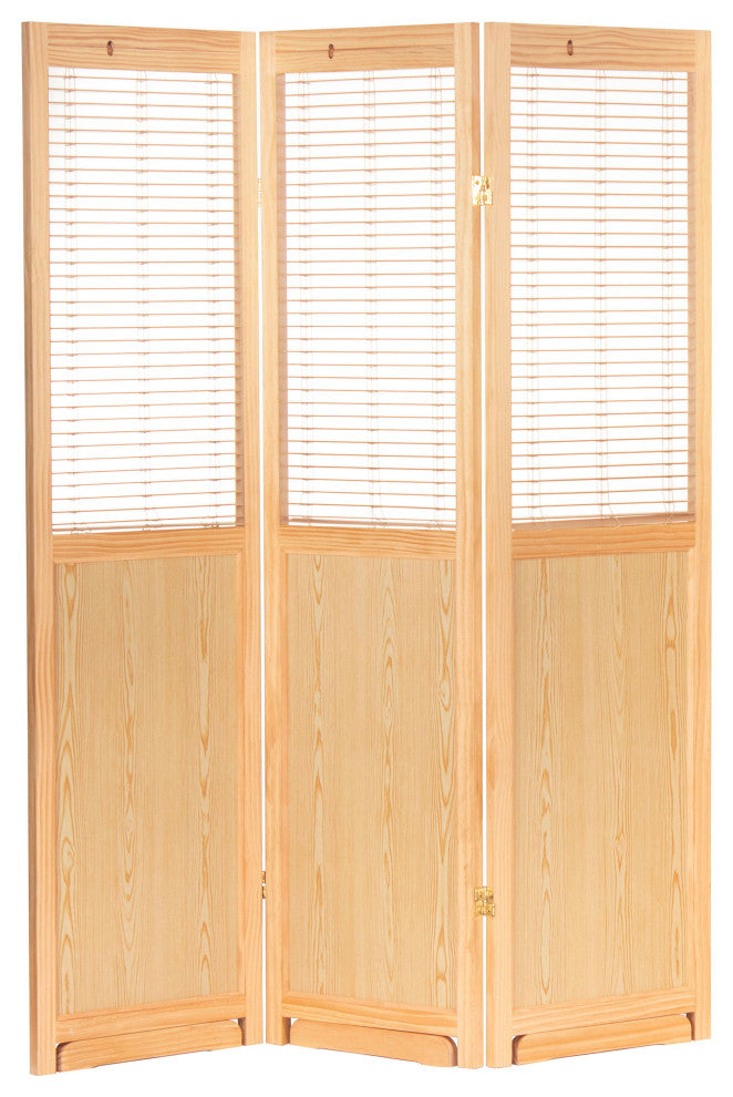 6'' Tall Adjustable Shutter Room, Natural, 3 Panel