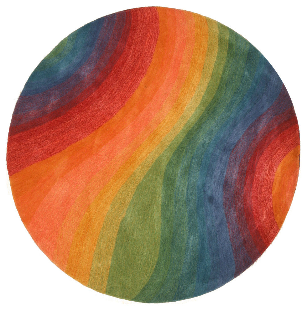 Hand-Tufted Wool Lollipop Contemporary Abstract Desertland Rug, 6' Round