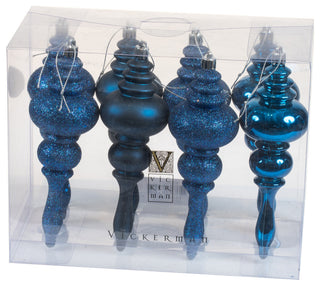 Vickerman 7" Finial 4 Finish Asst 8/Bx, Midnight Blue, 7"