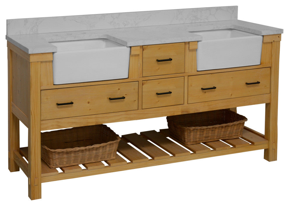 Charlotte 72" Bathroom Vanity, Drift Wood, Engineered Carrara