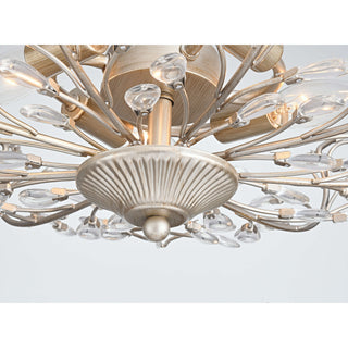Grace 4-light Crystal Beaded 9-Branch Semi-Flush Mount, Brushed Silver-Ish Champagne