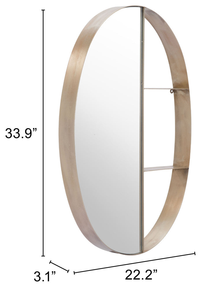 Frame Wall Mirror, Oval, Glass, Steel Metal, Antique Bronze, Bedroom Living