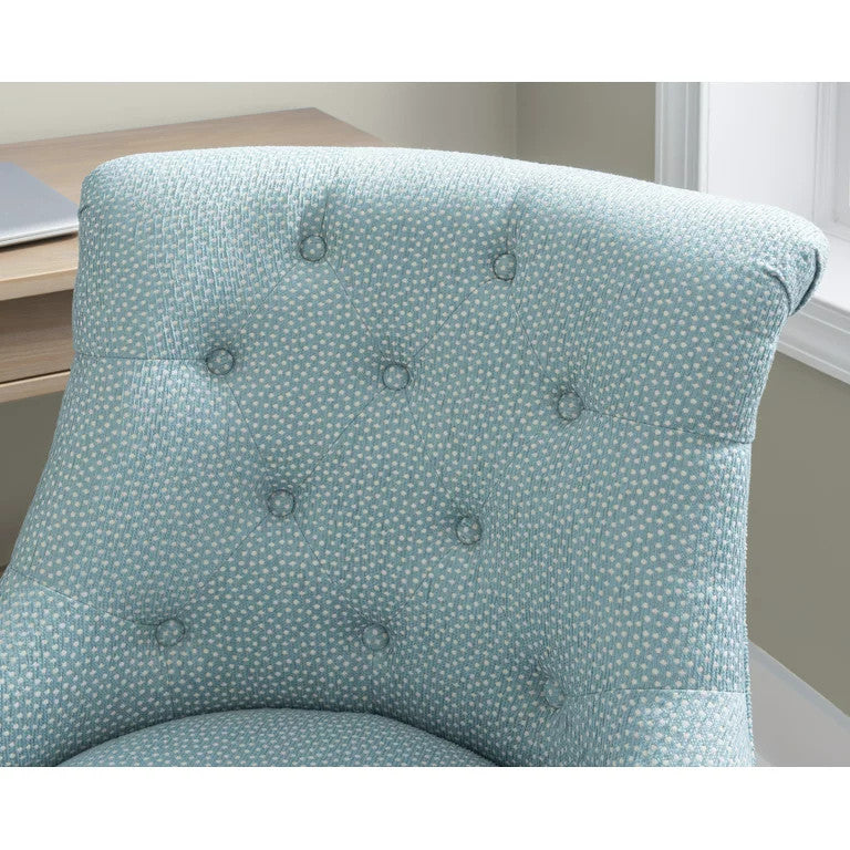Classic Office Chair, Swivel Design & Diamond Button Tufted Back, Light Blue