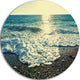 Dramatic Blue Waves On Beach, Seashore Disc Metal Artwork, 23"