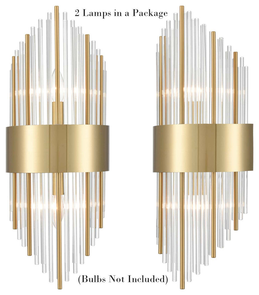 Glass Wall Sconces, Set of 2, Brass