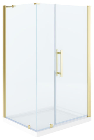 Pasadena 48"Wx36"Dx74 3/4"H Corner Pivot Shower Kit Gold Base