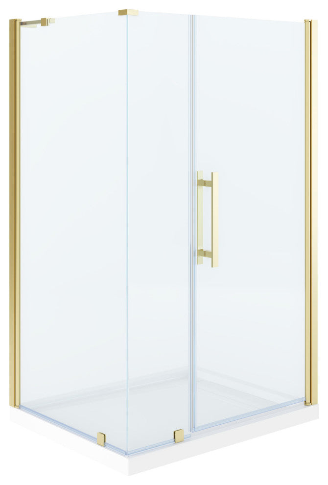 Pasadena 48"Wx36"Dx74 3/4"H Corner Pivot Shower Kit Gold Base
