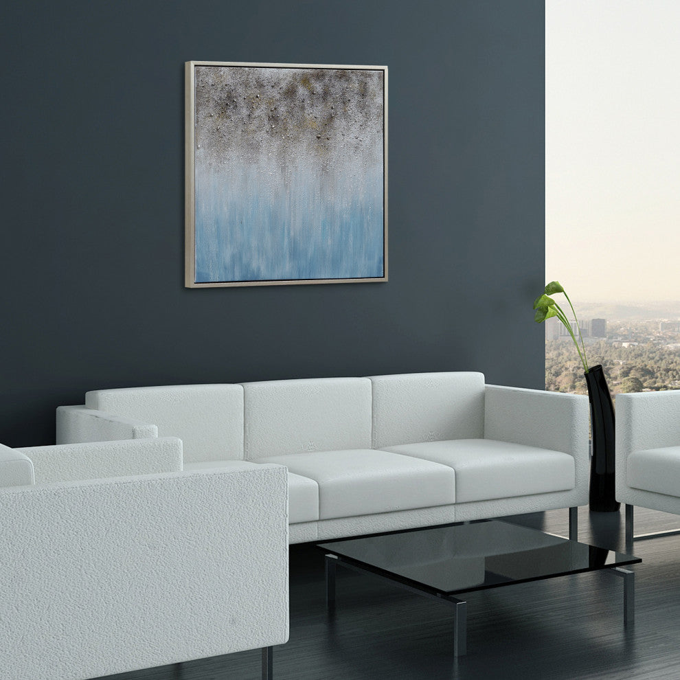 Blue Shadow Abstract Textured Metallic Hand Painted Wall Art by Martin Edwards