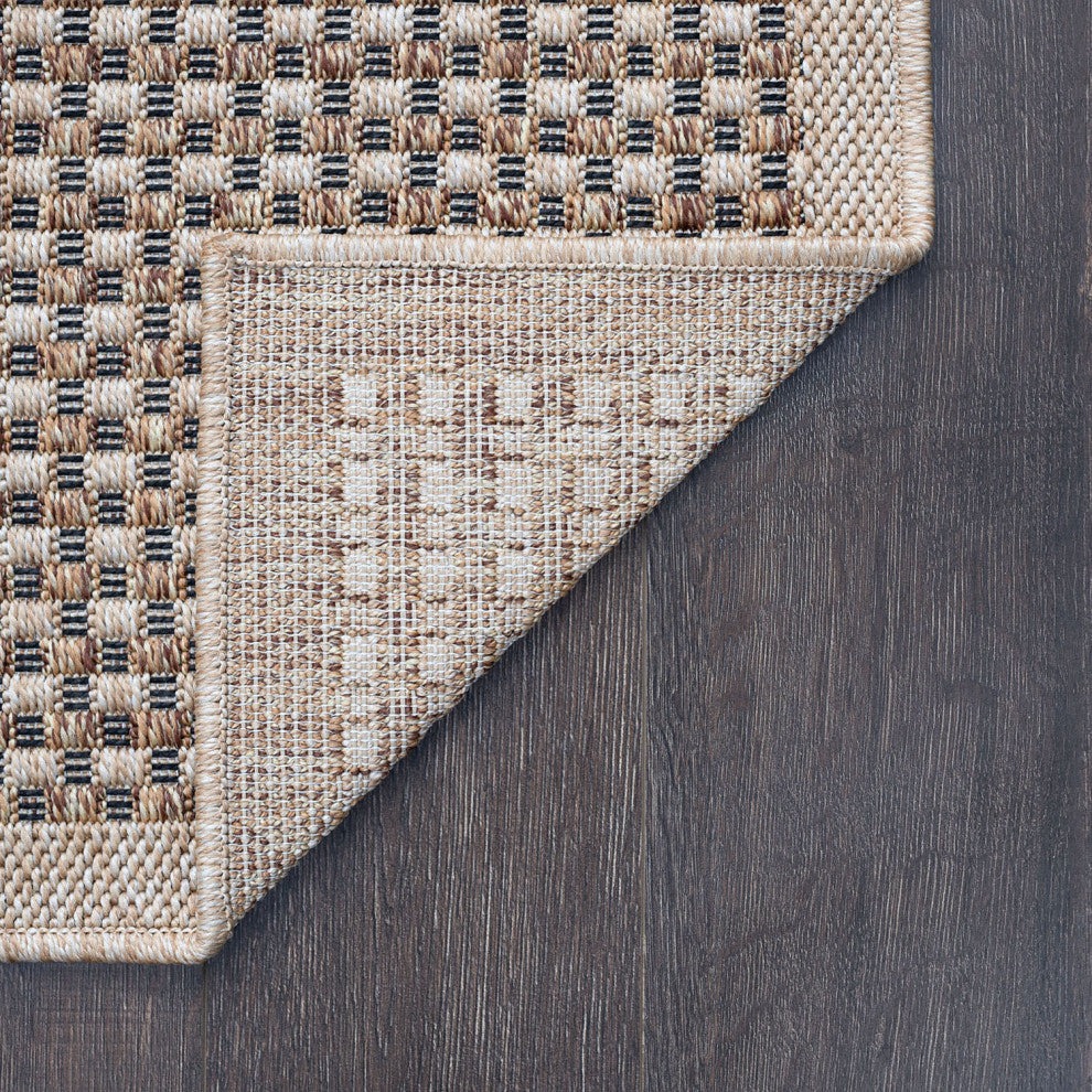 Dickens Contemporary Basektweave Cream/Brown Indoor/Outdoor Scatter Mat 2'x3'