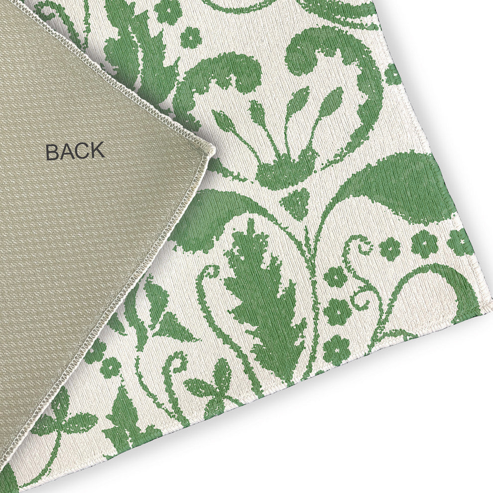 Aurora French Country Chenille Area Rug, Green, 5' Round