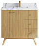 Pasadena 36" Center Sink Bath Vanity, Light Natural Teak 2" Calacatta Poanazzo