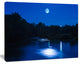River at Night with Fog, Landscape Canvas Art Print, 60x40