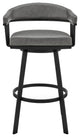 Bronson 30 Bar Height Swivel Bar Stool in Black Finish and Grey Faux Leather