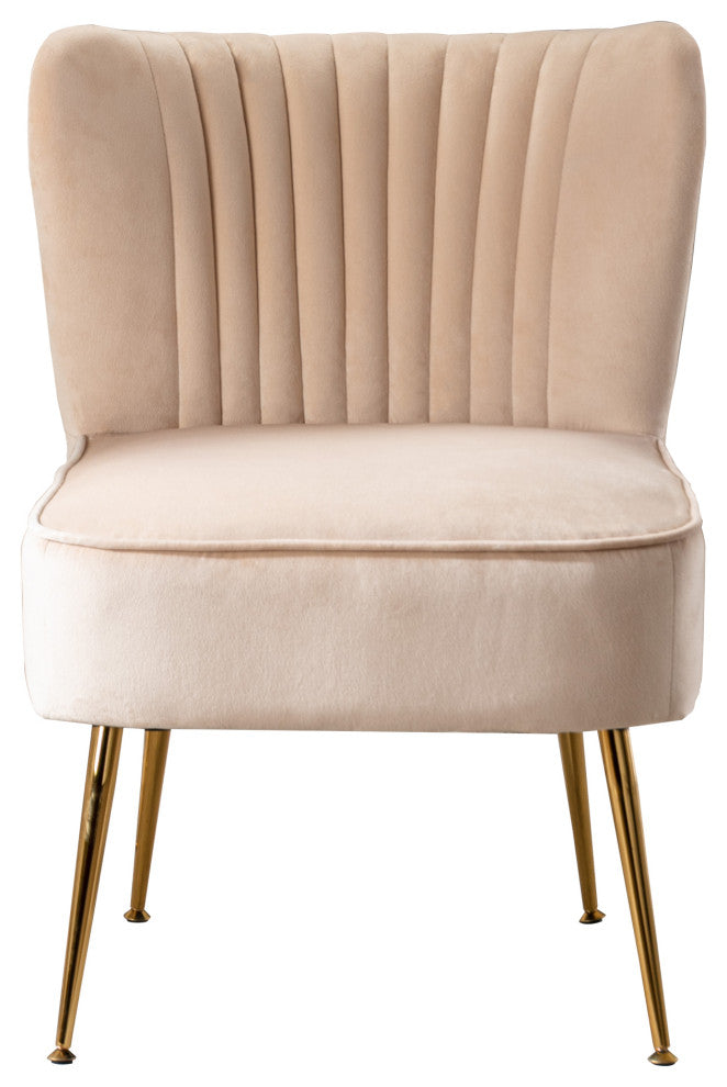 WestinTrends 22" Tufted Velvet Accent Chair for Dining, Living Room, Bedroom, Tan