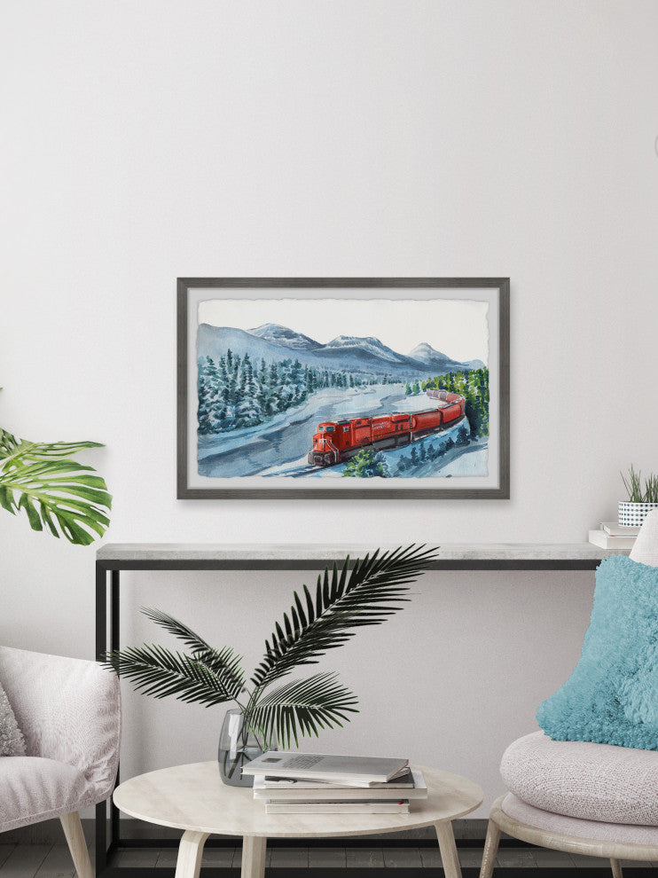 "Train Ride to Yukon" Framed Painting Print, 12x8