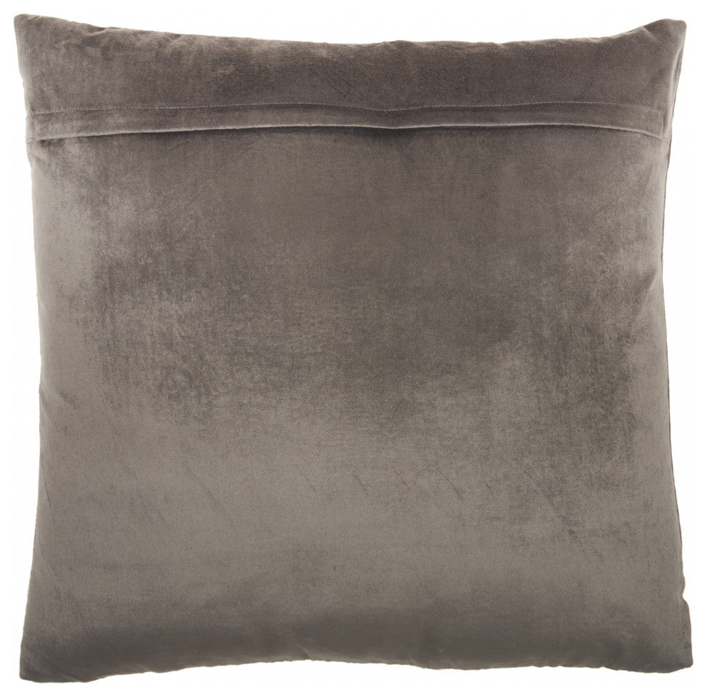 Glam Dark Gray and Gold Accent Throw Pillow With Beaded Details
