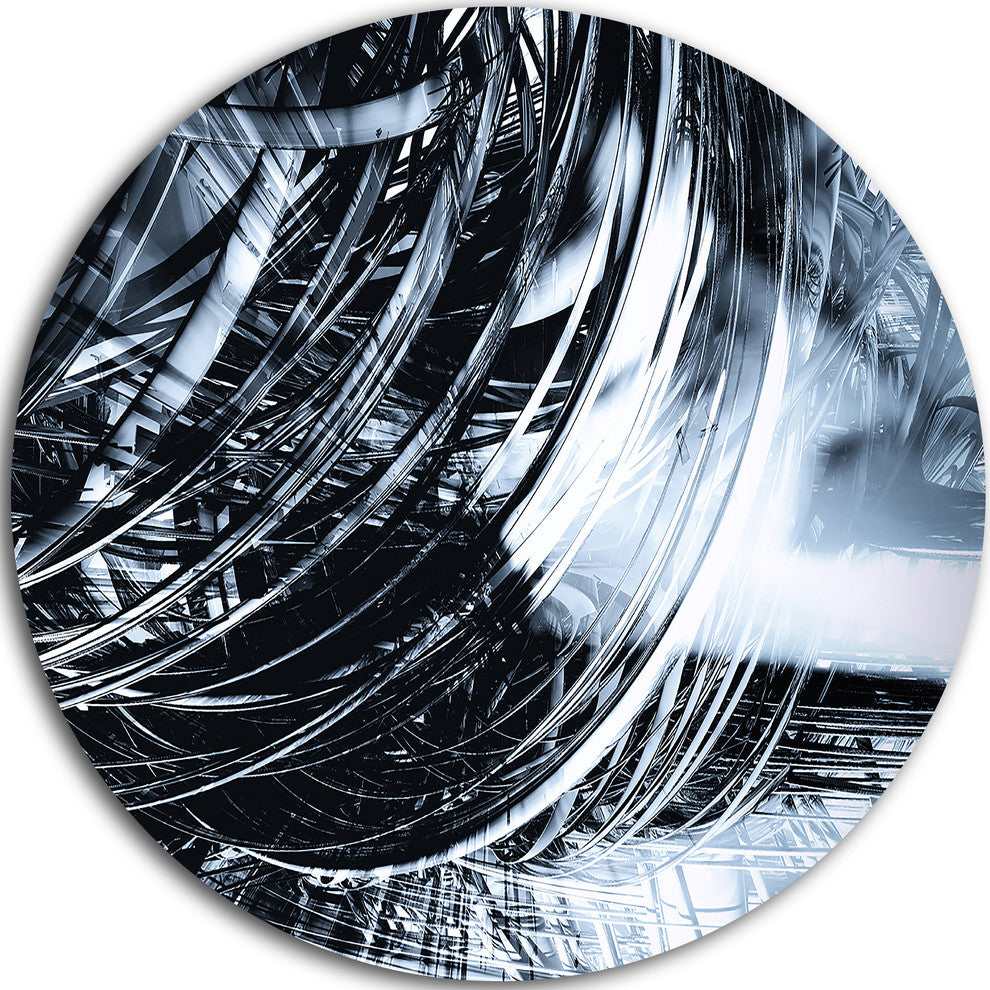 3D Abstract Art Black Spiral, Abstract Digital Disc Metal Artwork, 11"