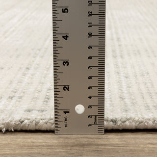 Cayden Textural Stripe Wool Blend Ivory/ Grey Hand-tufted Rug 5' x 8'