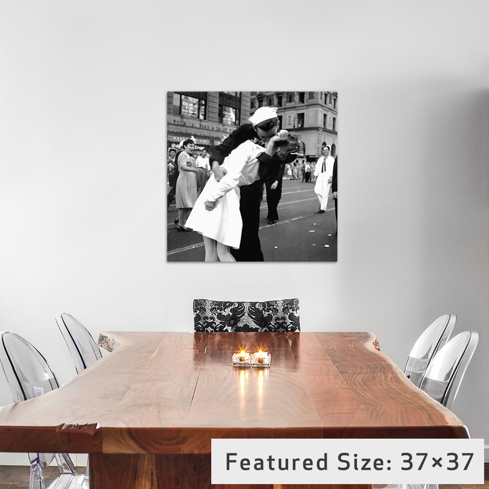 "Kissing The War Goodbye - V-J Day " Wrapped Canvas Print, 12x12x1.5