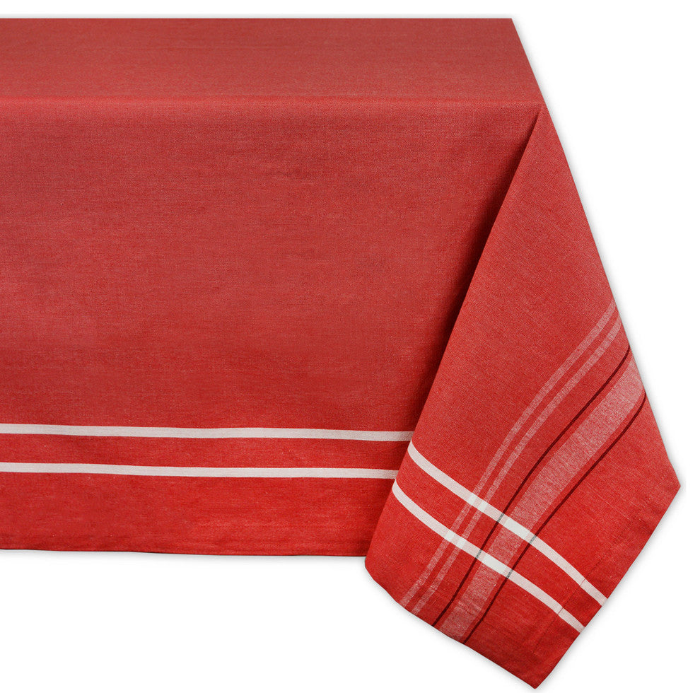 DII Red French Stripe Tablecloth 52x52"