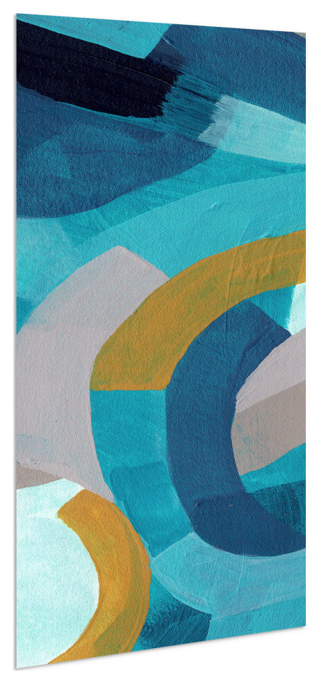 "Puzzle Blues B" Frameless Free Floating Panel Graphic Wall Art, 72"x36"