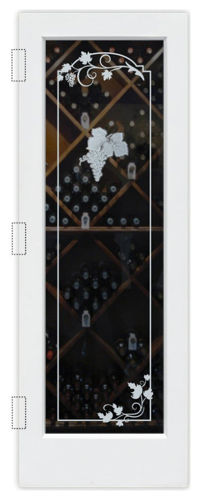 Wine Door - Grape Cluster Grape Ivy - Primed - 30" x 96" - Book/Slab Door