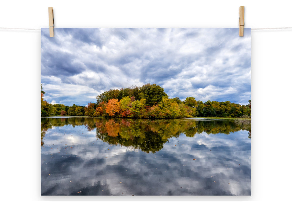 Autumn Reflections Landscape Photo Rural / Rustic Unframed Wall Art Print, 16" X 20"