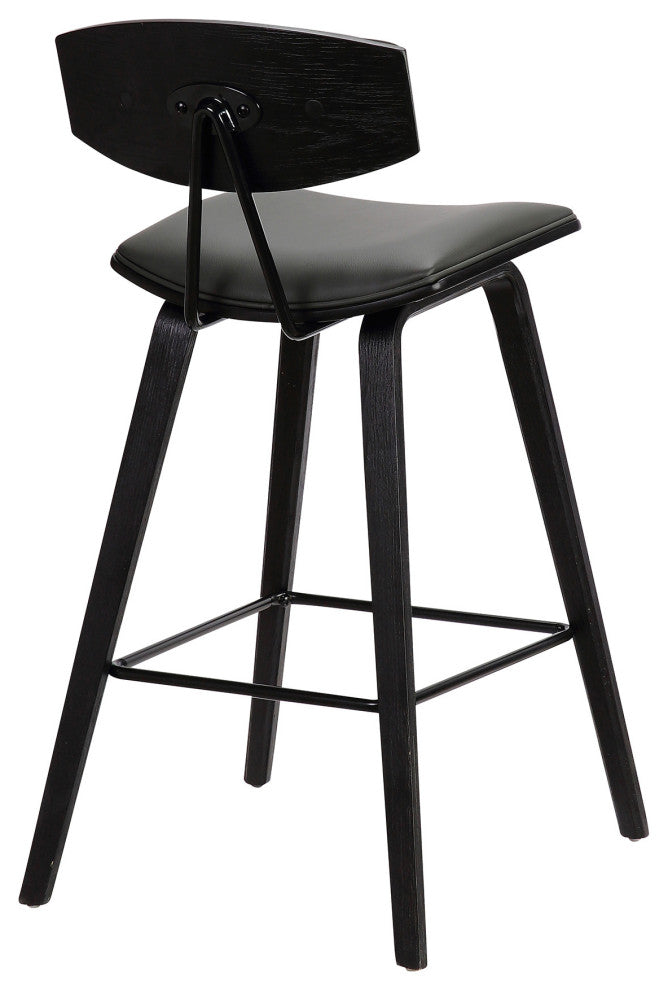 26" Gray Faux Leather Mid Century Modern Bar Stool