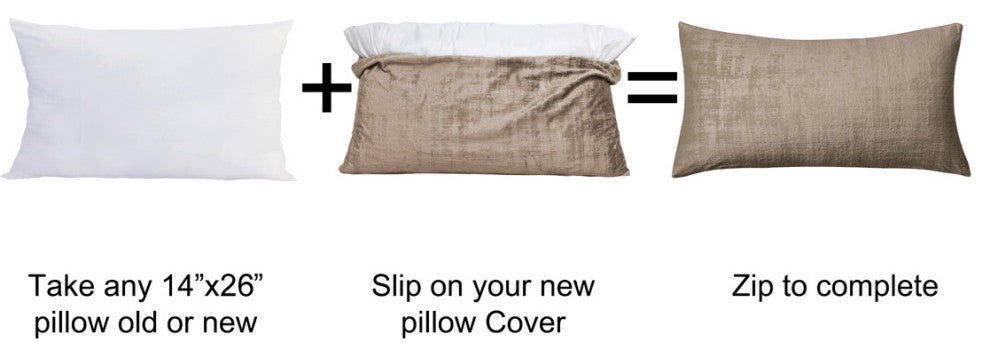 Velvet 2 Piece Lumbar Pillow Cover Set, Simply Taupe, 2 Piece, 14"x26"