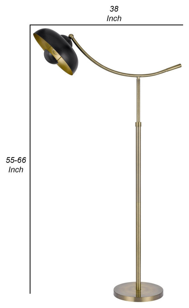 Benzara BM280520 66" Adjustable Arc Floor Lamp, Dome Shade, Dark Bronze