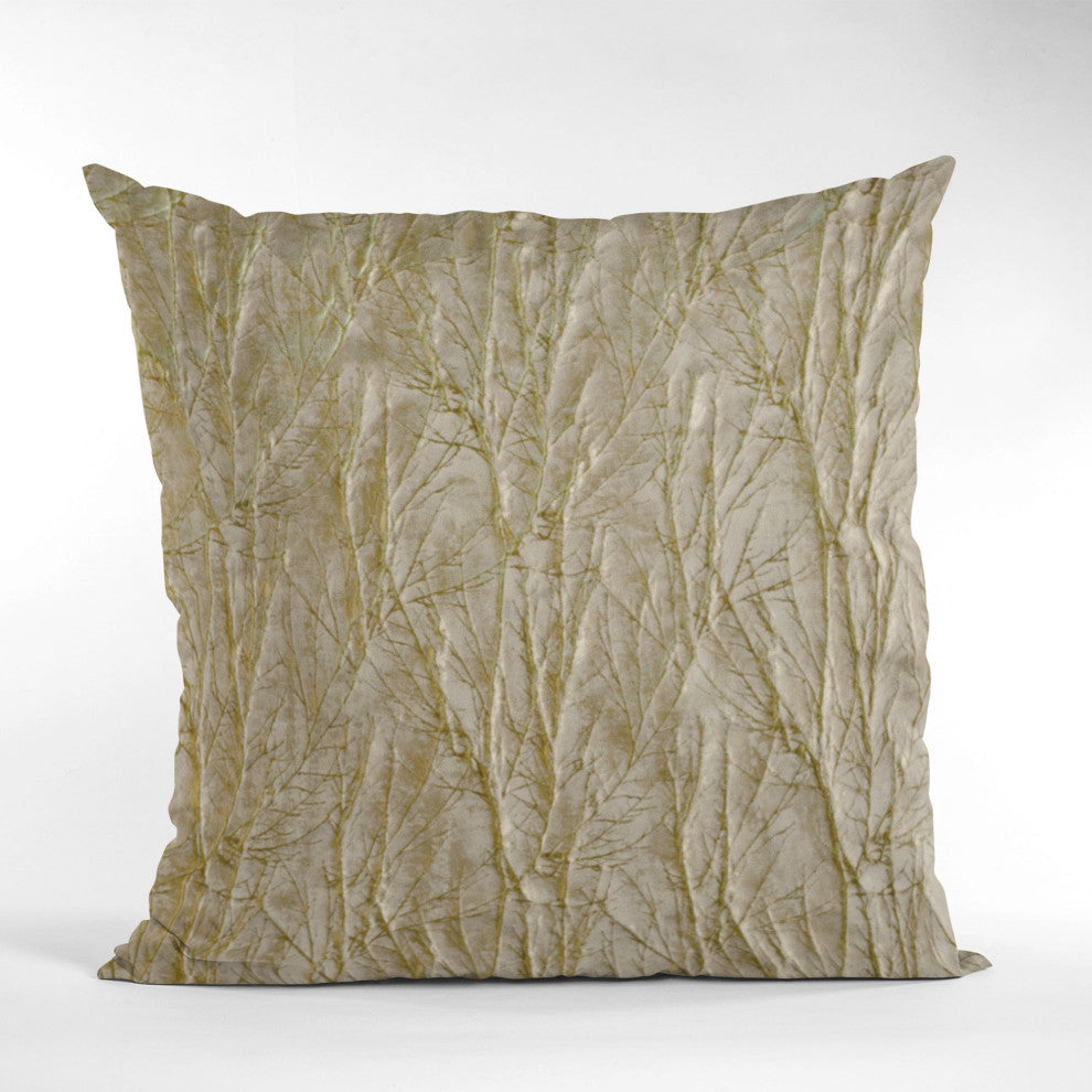 Golden Yarns Shiny Fabric With Twig Pattern Luxury Throw Pillow, 22"x22"