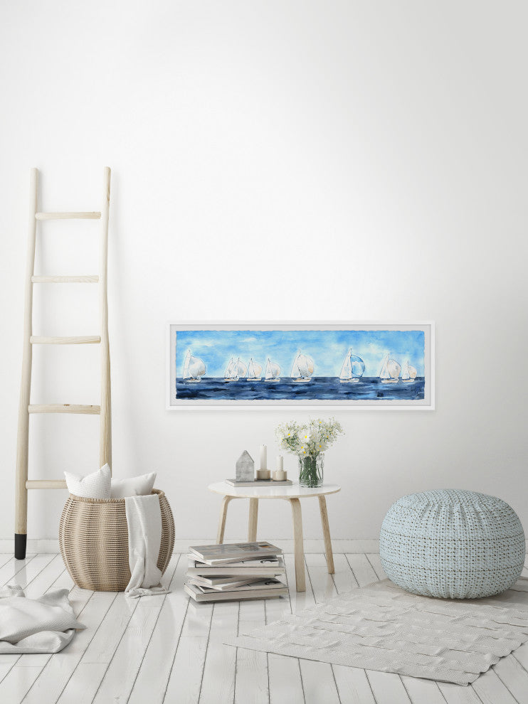 "Gone Sailing" Framed Painting Print, 45x15