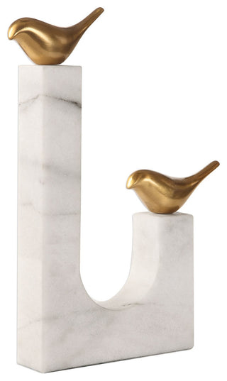 Uttermost 18603 Songbirds Brass and Marble Bird Statue by David - Brass
