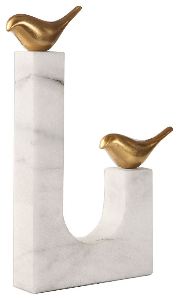 Uttermost 18603 Songbirds Brass and Marble Bird Statue by David - Brass