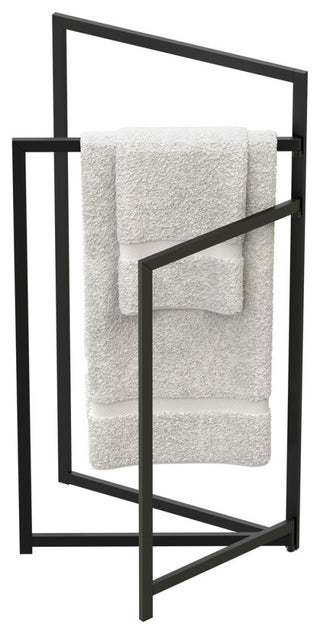 Floor Towel Holder 2 Fold, Matte Black