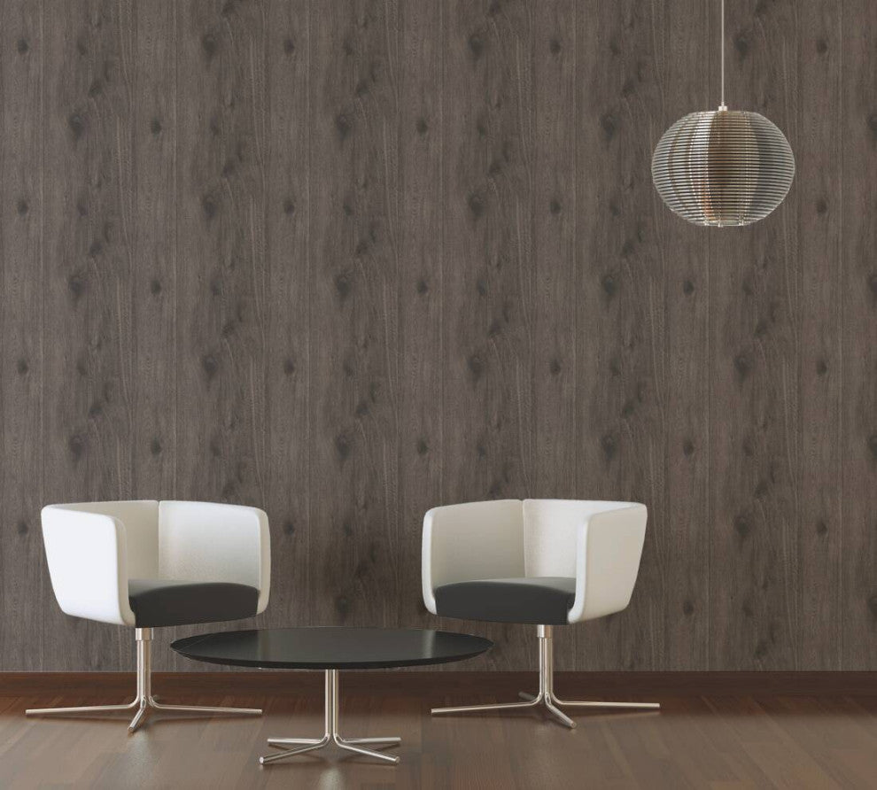 Faux Textured Wallpaper Wood, 300432, Dark Brown, One Roll