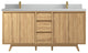 Madison Teak 72 Double Sink Bath Vanity in Light Natural 2" Carrara Quartz
