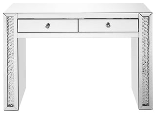 47" Rectangle Crystal Vanity Table, Clear Mirror Finish