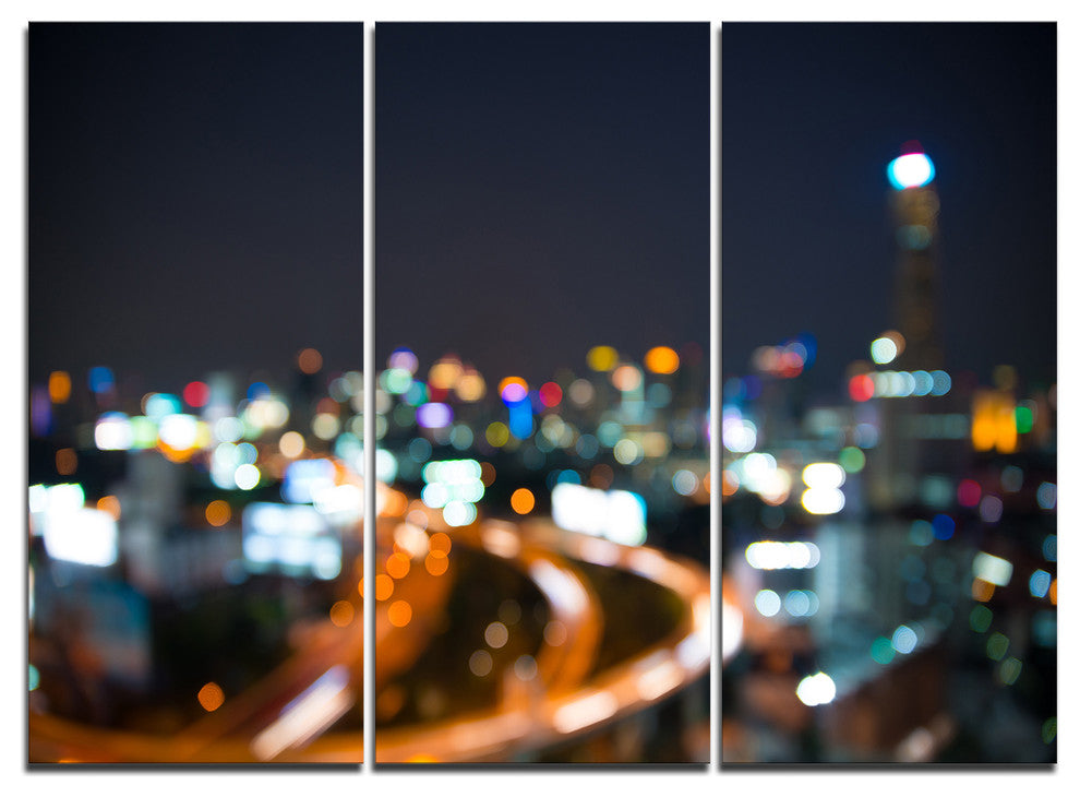 "Bangkok City at Twilight" Canvas Print, 3 Panels, 36"x28"
