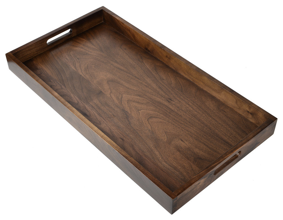 Rectangle Black Walnut Solid Wood Tray Ottoman Tray, 24x13inch