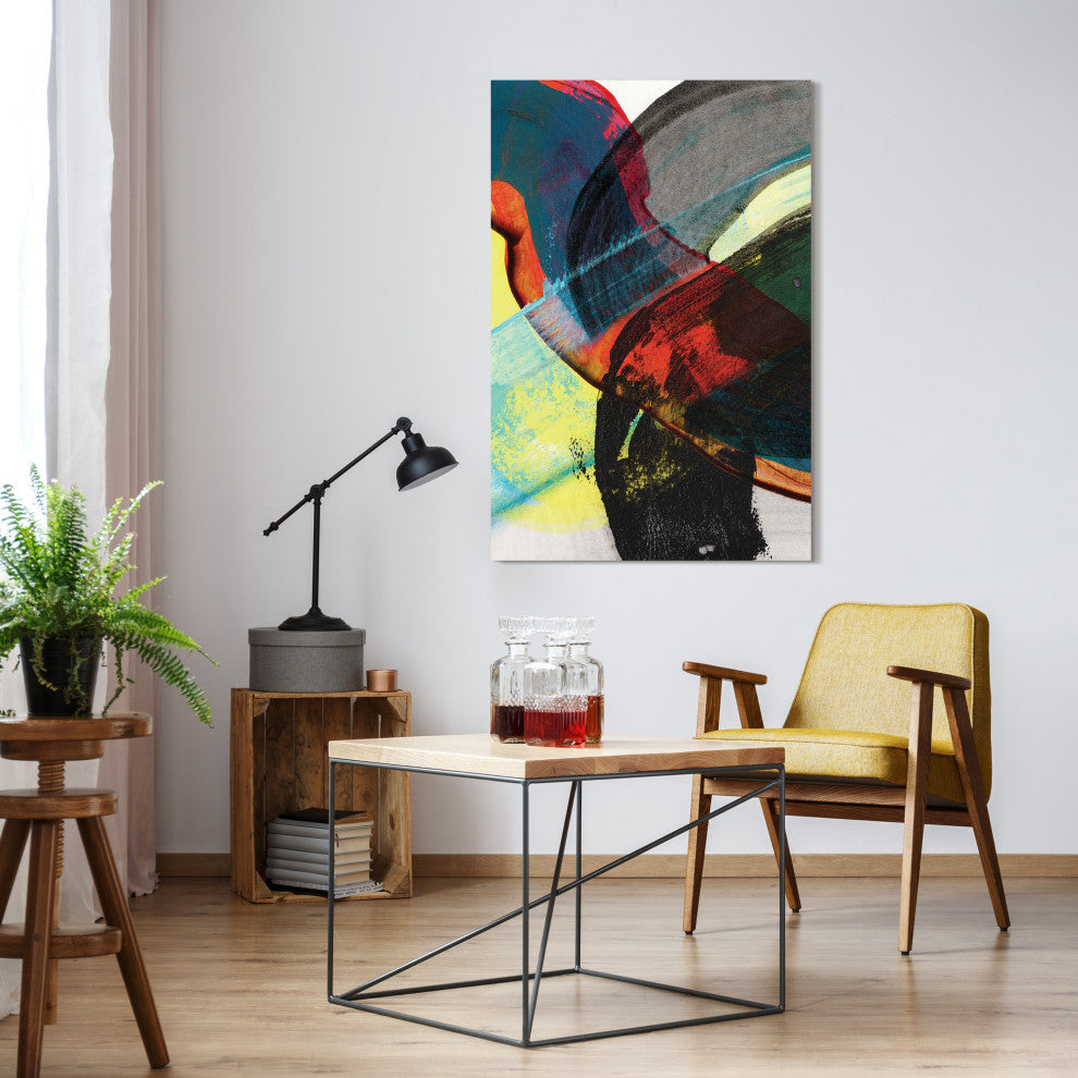 "Carnival Crossing AbstractII" Frameless Reverse Printed Tempered Glass Wall Art