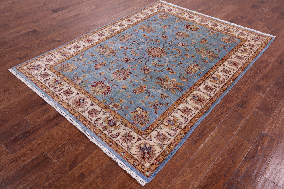 5' 9" X 7' 8" Persian Tabriz Hand-Knotted Wool Rug Q11311