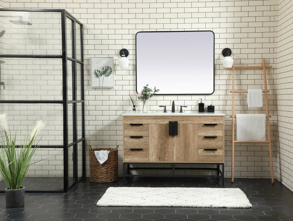 Home Living 22" Modern Natural Oak-Light Bathroom Vanity