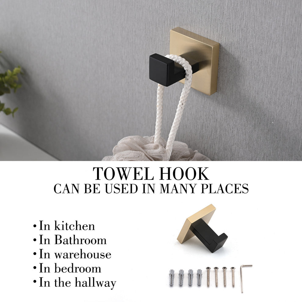 5-Piece Decorative Bathroom Hardware Set , Black Gold
