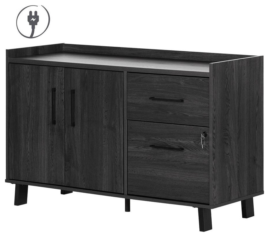 Kozack 2-Drawer Credenza with Doors, Gray Oak