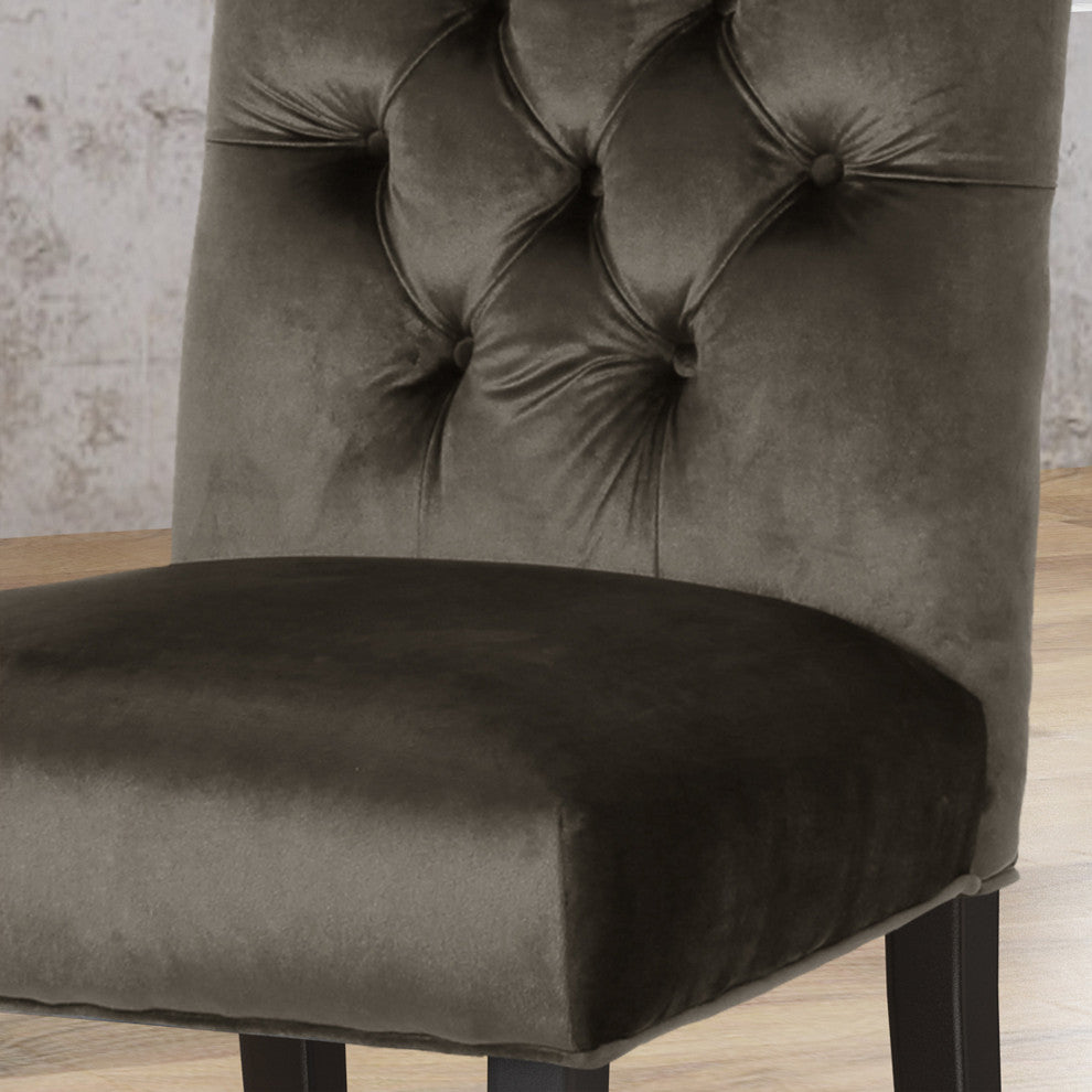 GDF Studio Joyce Traditional Crown Top New Velvet Dining Chairs, Set of 2, Gray